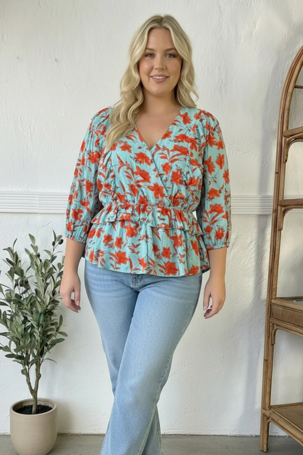 Plus Blue Floral Blouse - Image 3