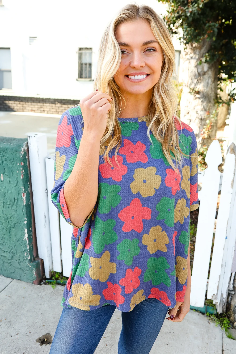 Blue Multi Floral Top - Image 4