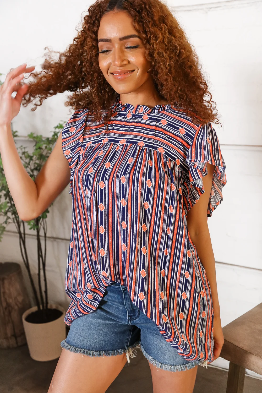 Blue Stripe Design Top - Image 4