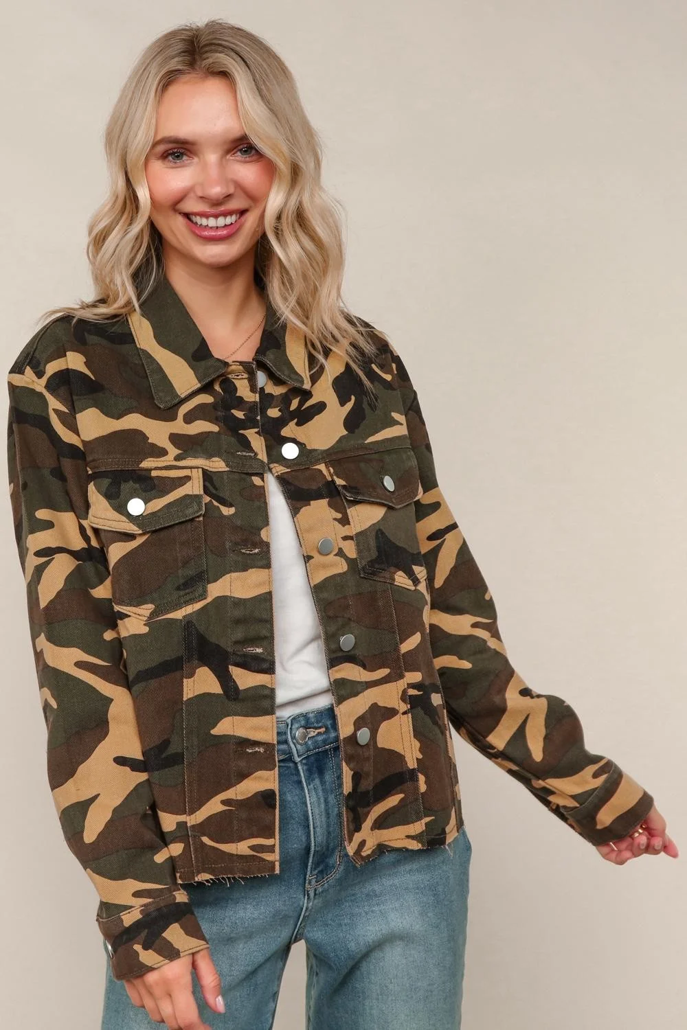 CAMOUFLAGE JACKET W/ CUT EDGE DETAIL - Image 5