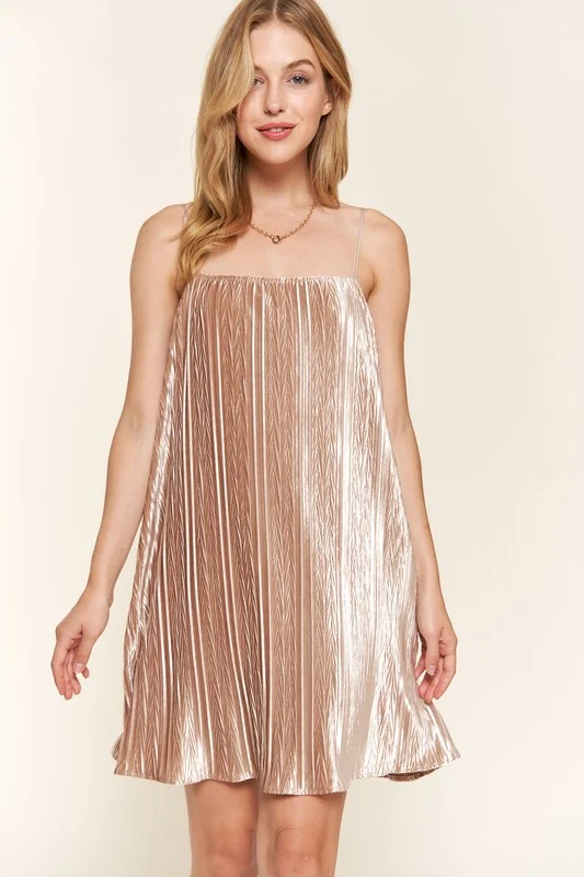 Champagne Velvet Holiday Dress - Image 4