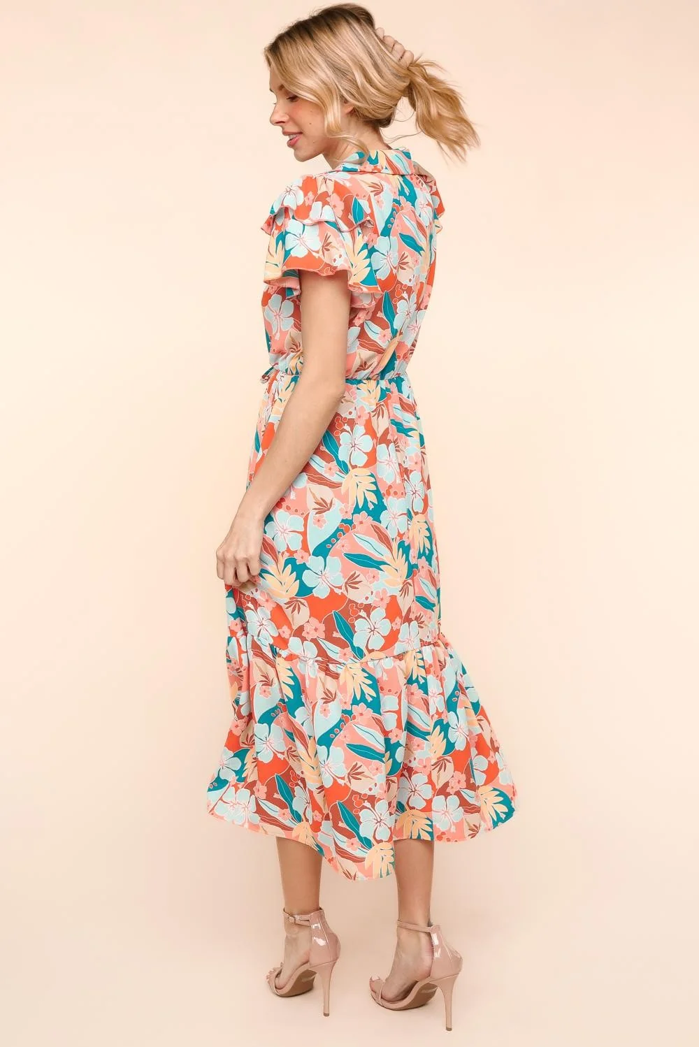 ELASTIC WAIST WITH DRAW STRING SPRING MAXI DRESS - Image 6