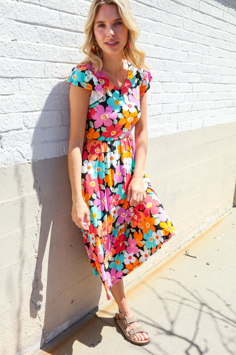 Fit and Flare Midi Length Dress with Side Pockets - Image 4