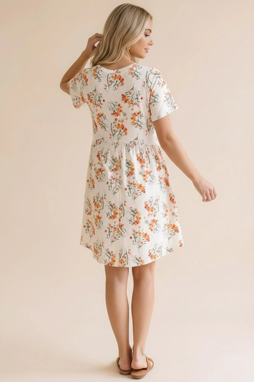 Floral Babydoll Knit Dress with Pockets - Image 7
