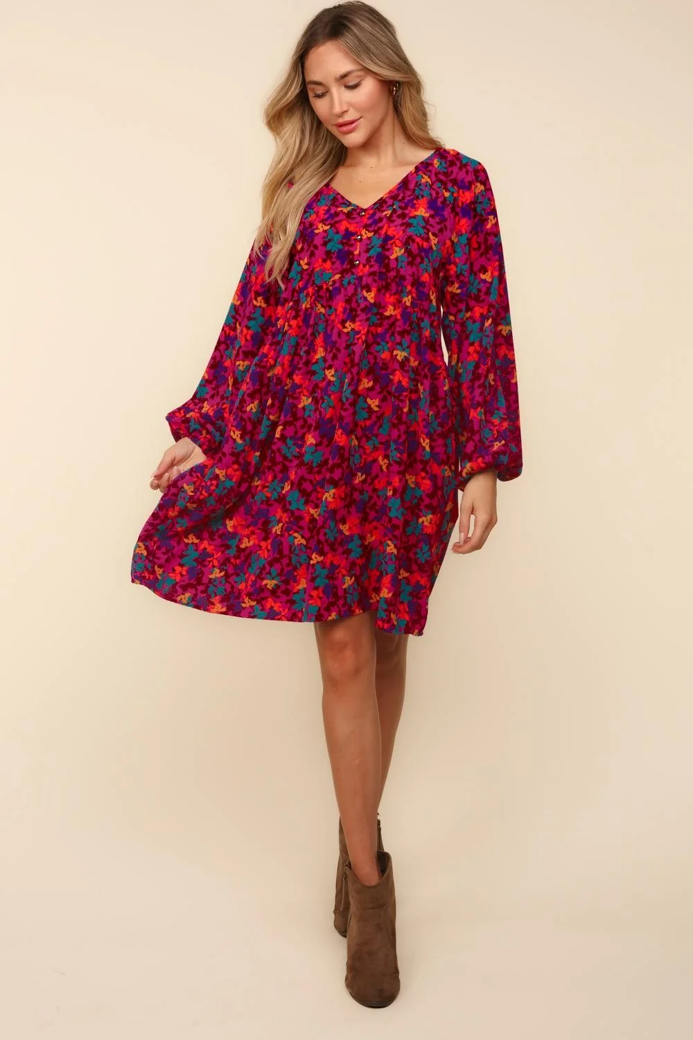 Floral Babydoll Woven Dress with Pockets - Image 3