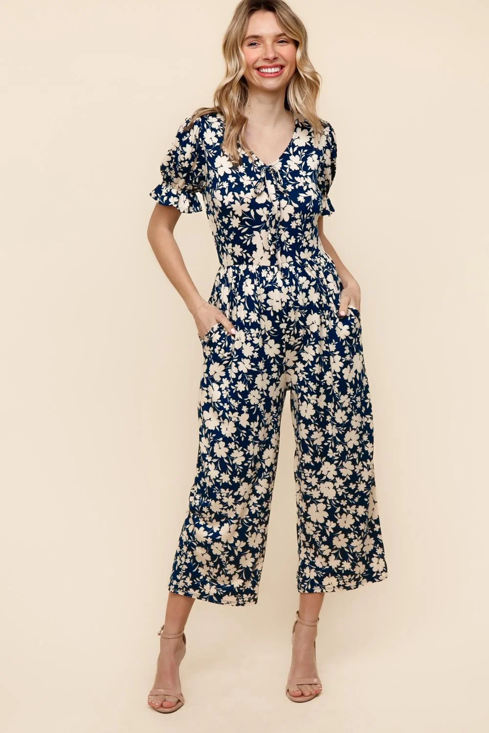 FLORAL KNIT JUMPSUIT W/ SIDE POCKETS - Image 8