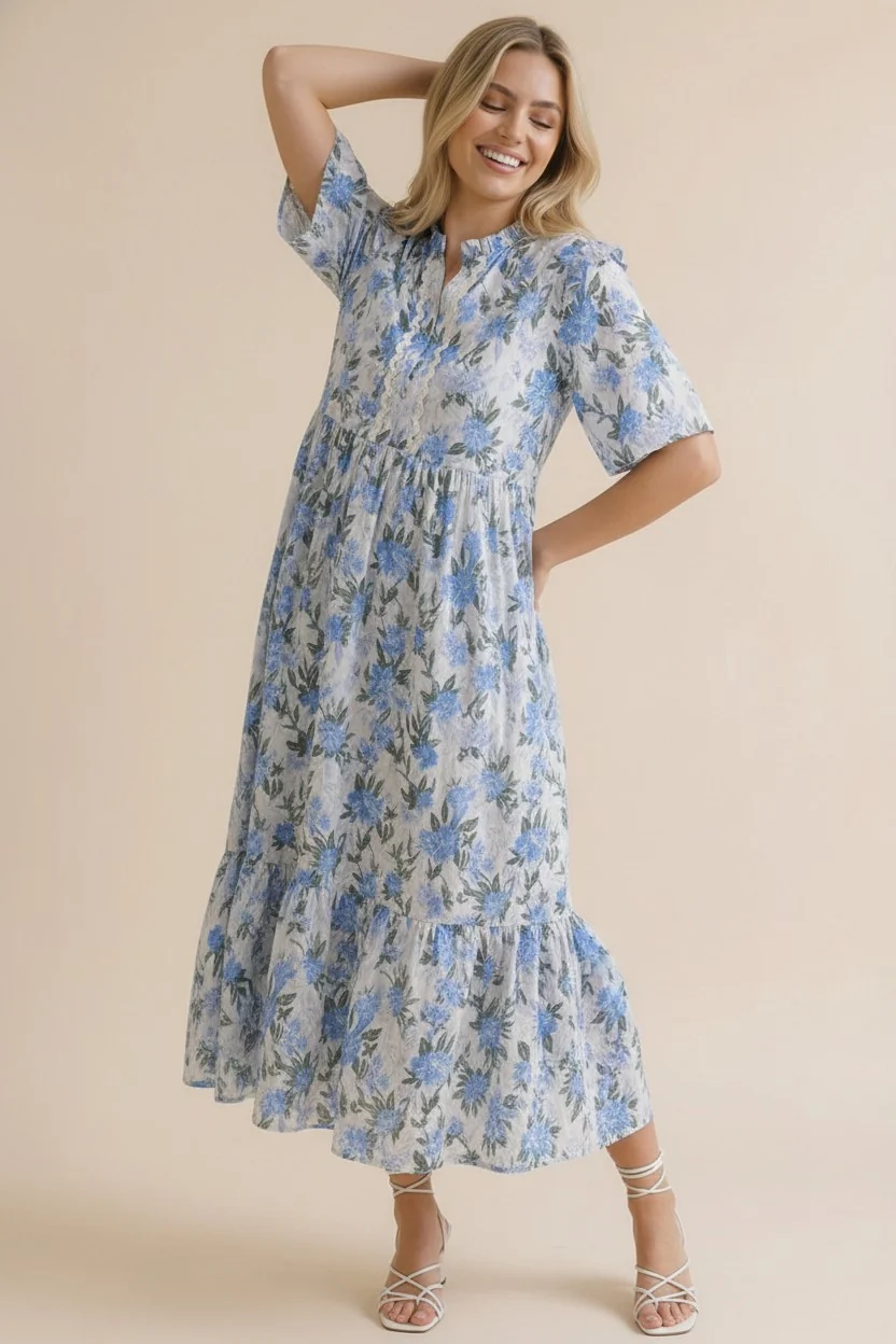Floral Ric Rac Babydoll Tiered Dress - Image 2