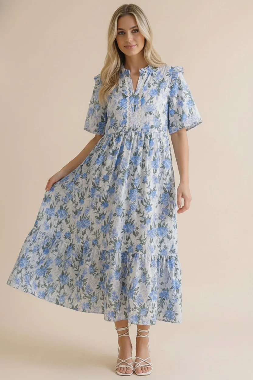 Floral Ric Rac Babydoll Tiered Dress - Image 3