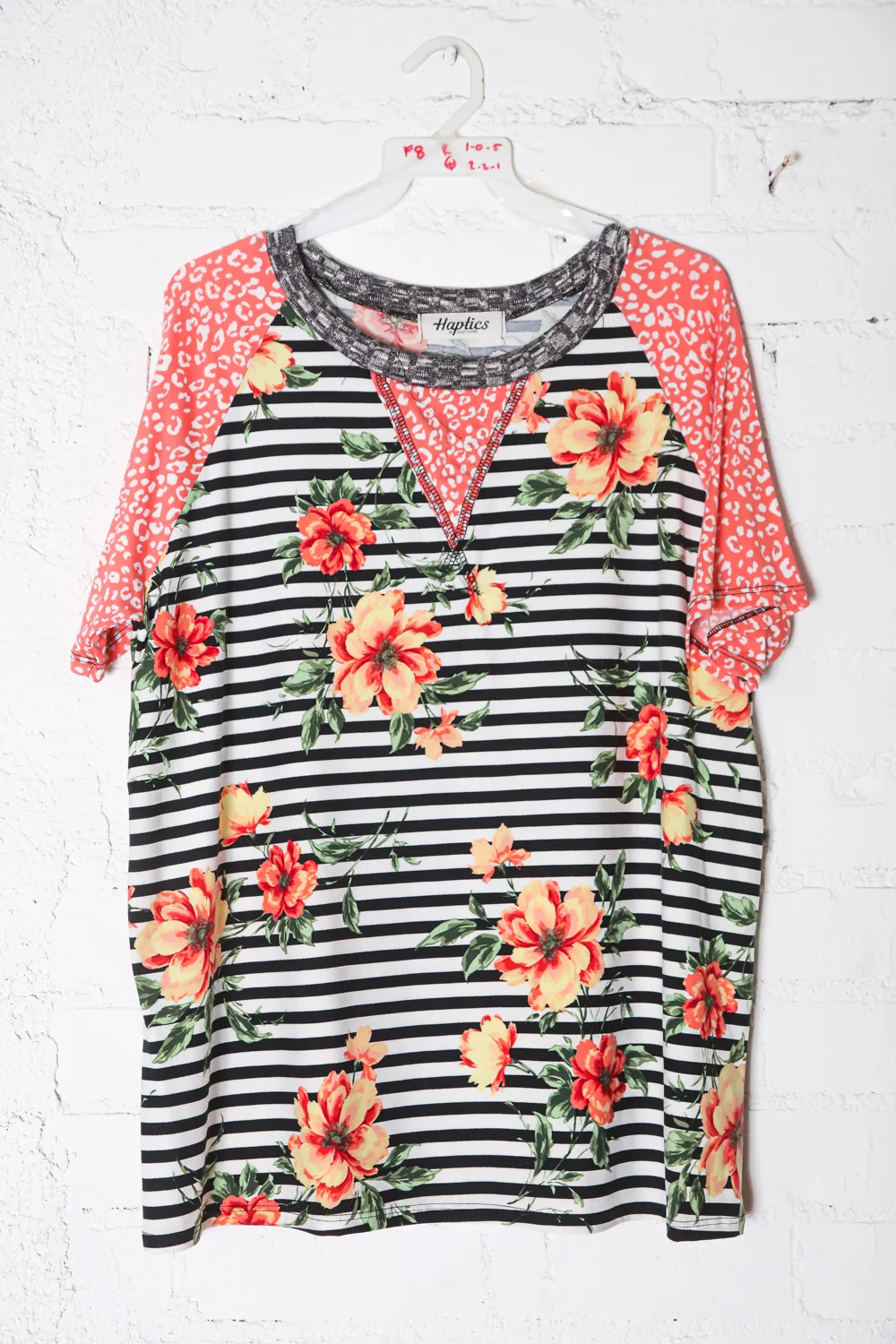 Floral Stripe Raglan Top