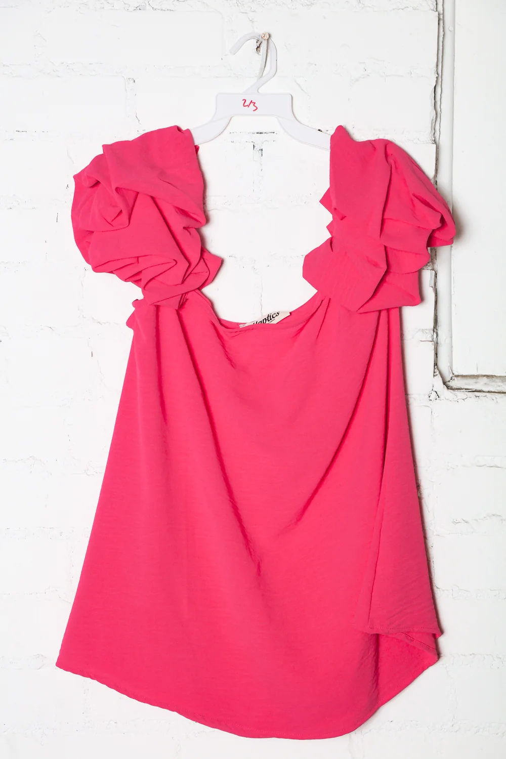 Fuchsia Scrunch Sleeve Design Top