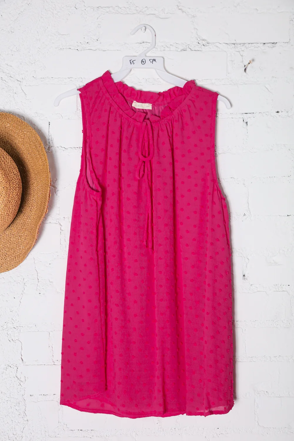Plus Fuchsia Swiss Dot Lined Top