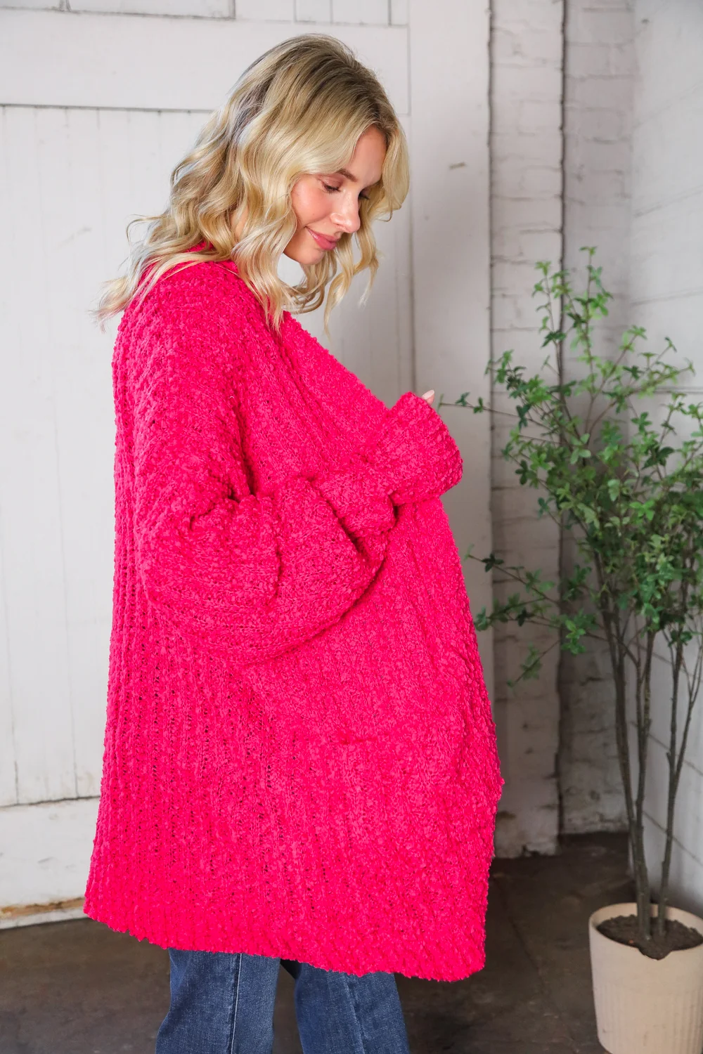 Plus Fuchsia Thick Cardigan - Image 9