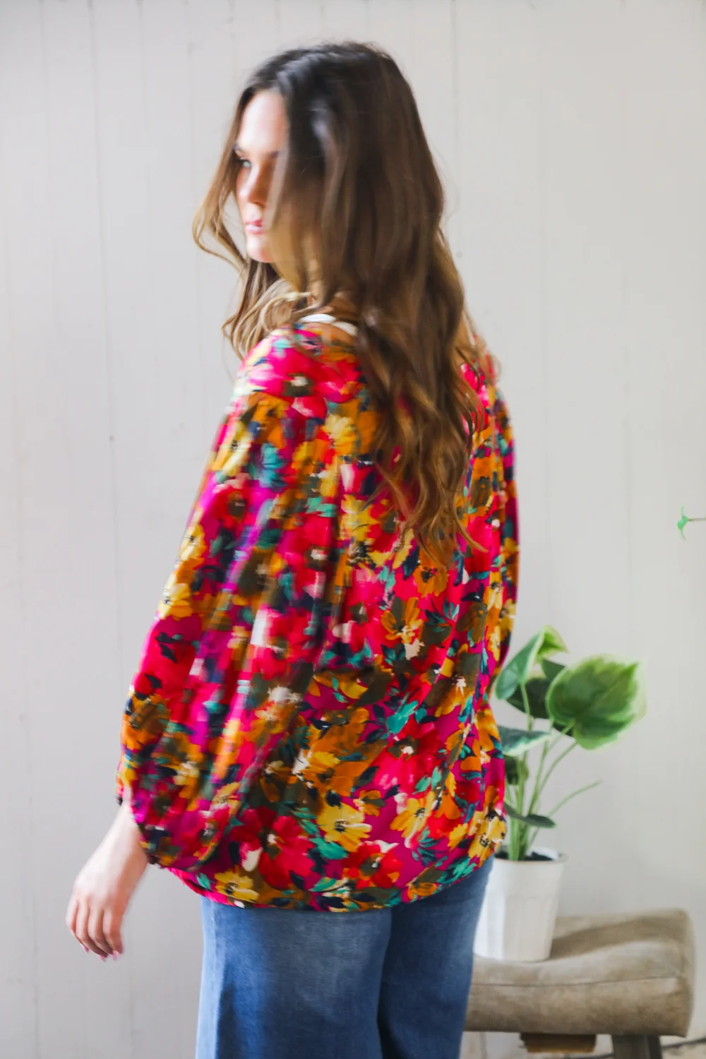 Plus Fuchsia Woven Blouse - Image 4