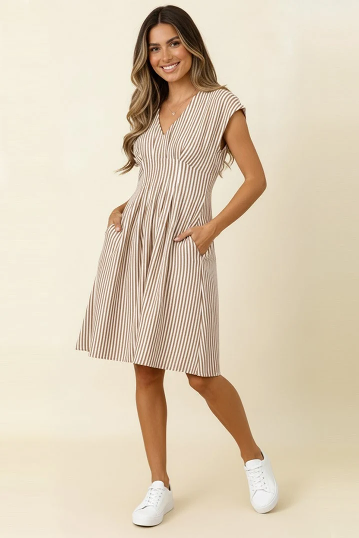 FULLY LINED DRESS W/ BACK SMOCKED WAIST DETAIL - Image 2