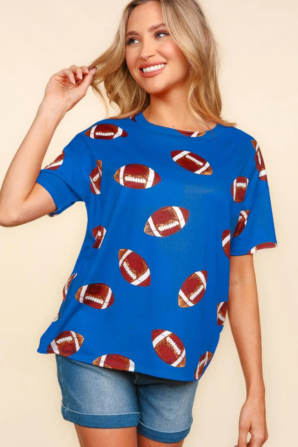 PLUS GAME DAY FOOTBALL PRINT BUTTERY SOFT KNIT TOP - Image 9