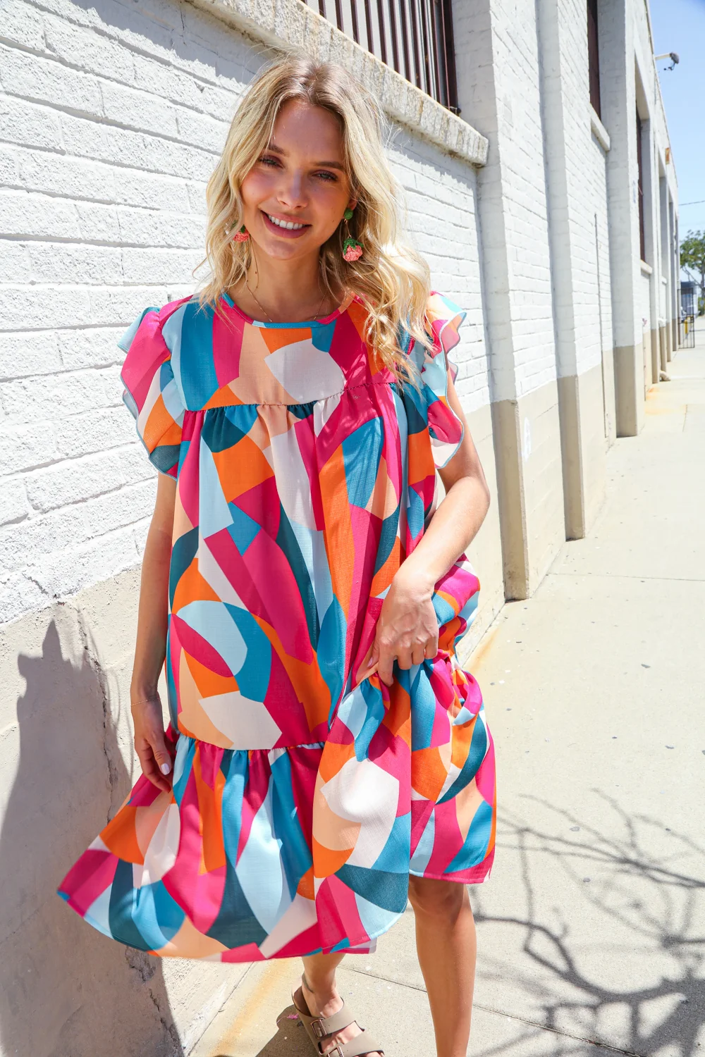 Plus Geometric Short Sleeve with Side Pockets - Image 3
