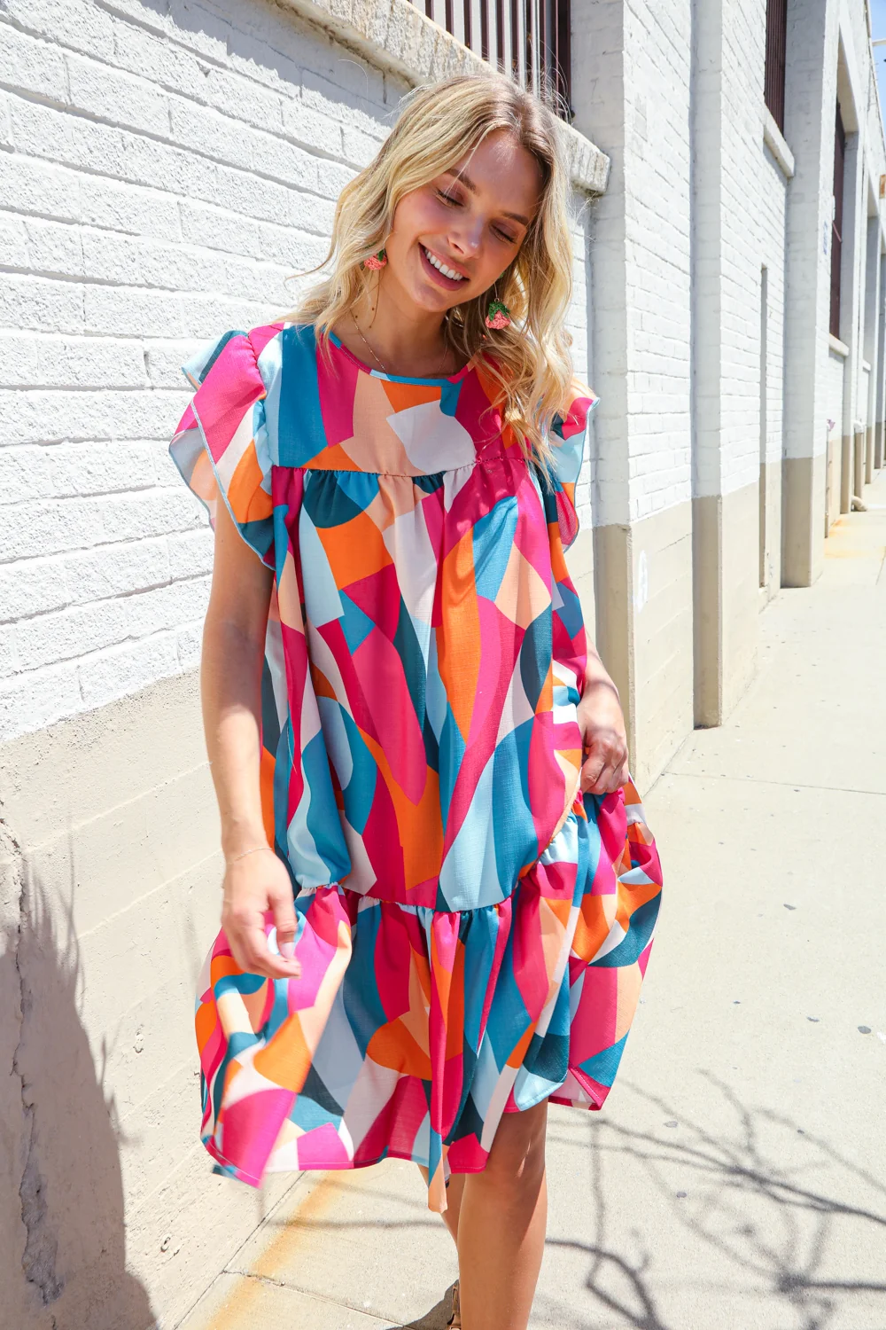 Plus Geometric Short Sleeve with Side Pockets - Image 4