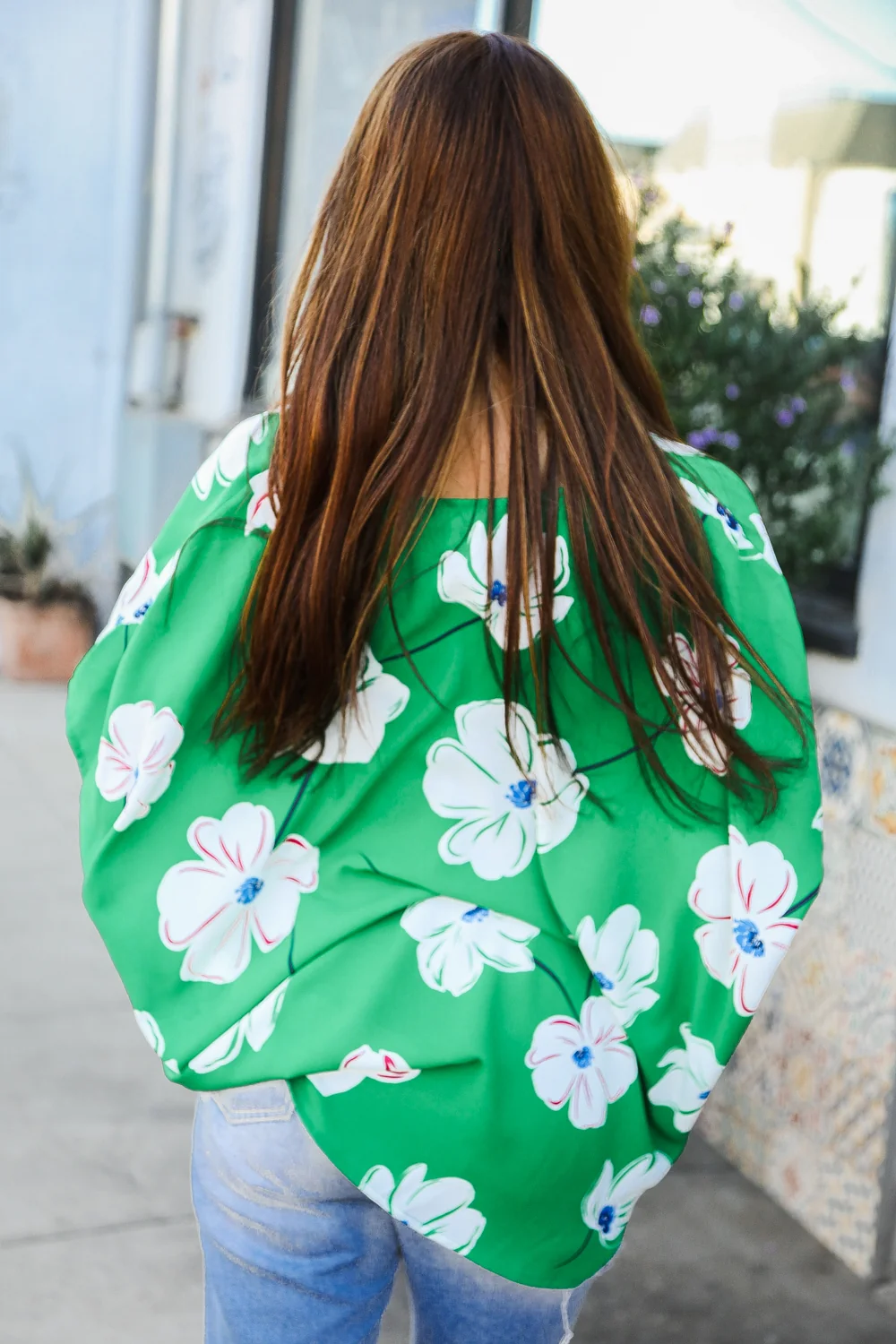 Green Floral Woven Top - Image 6