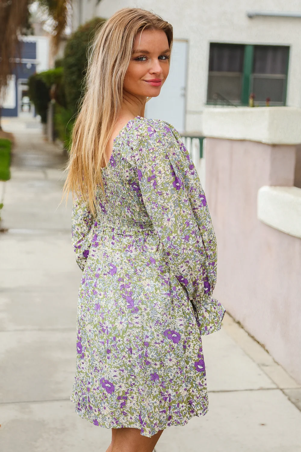 Green & Purple Floral Dress - Image 7