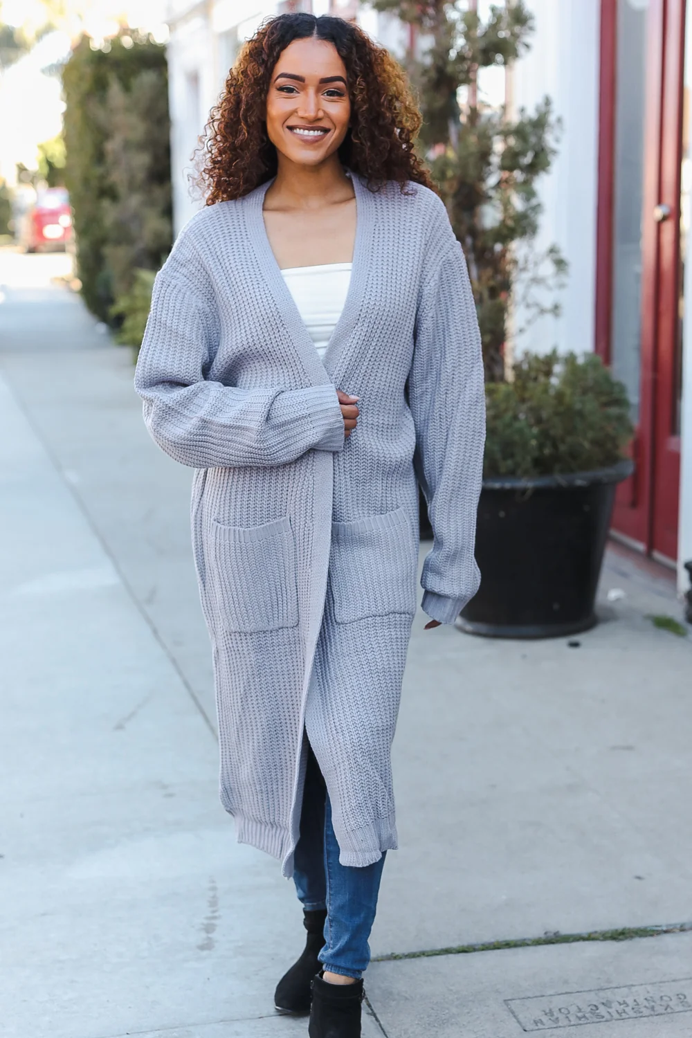 Plus Grey Heavy Thick Cardigan - Image 2