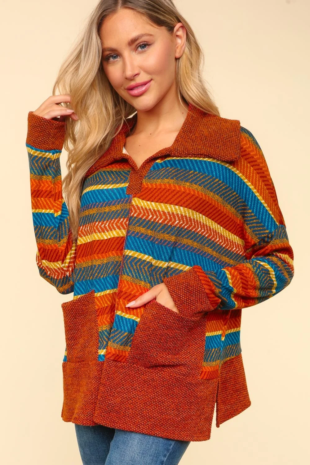 PLUS HACCI SWEATER WITH POCKETS AND SIDE SLITS - Image 6