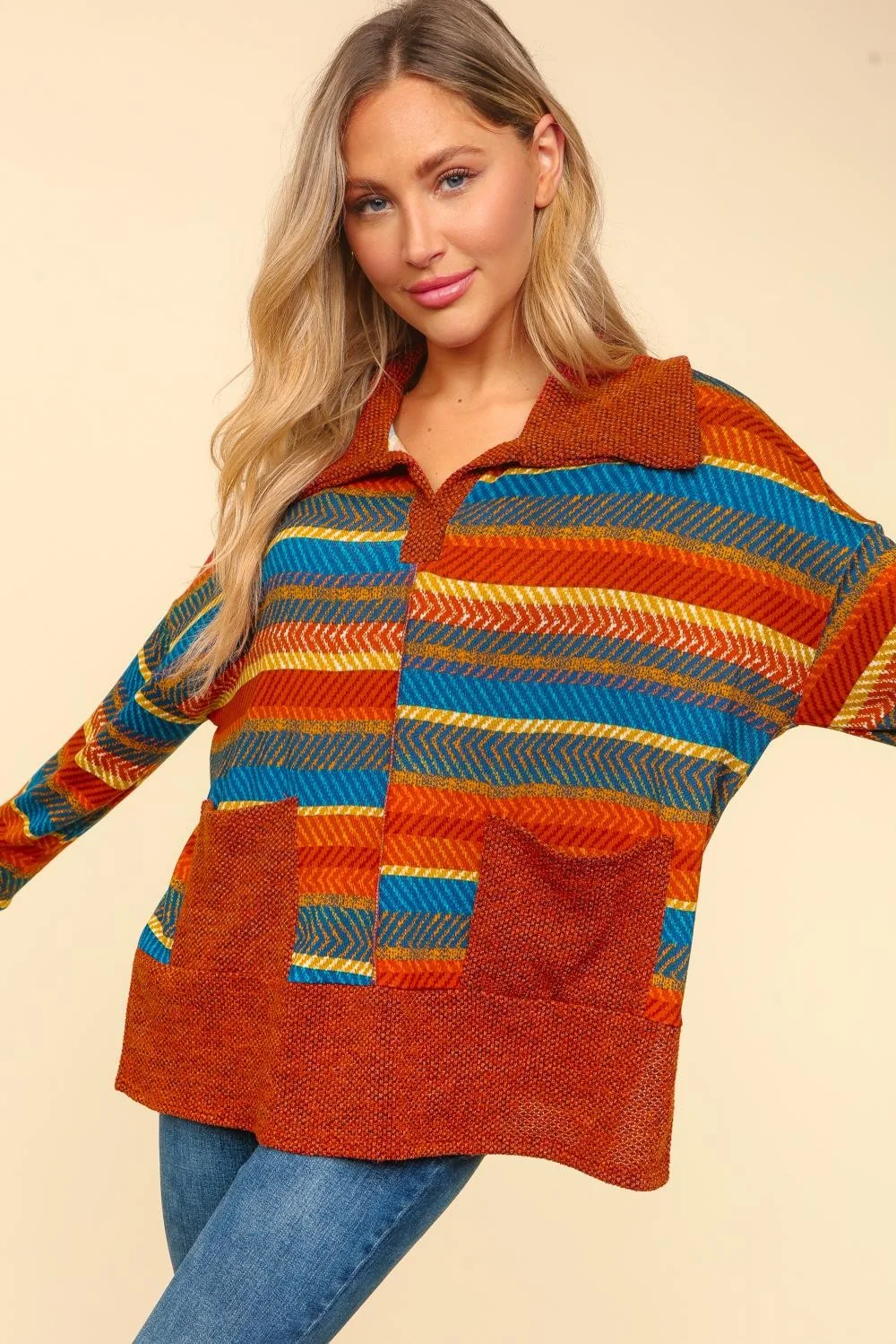 PLUS HACCI SWEATER WITH POCKETS AND SIDE SLITS - Image 7