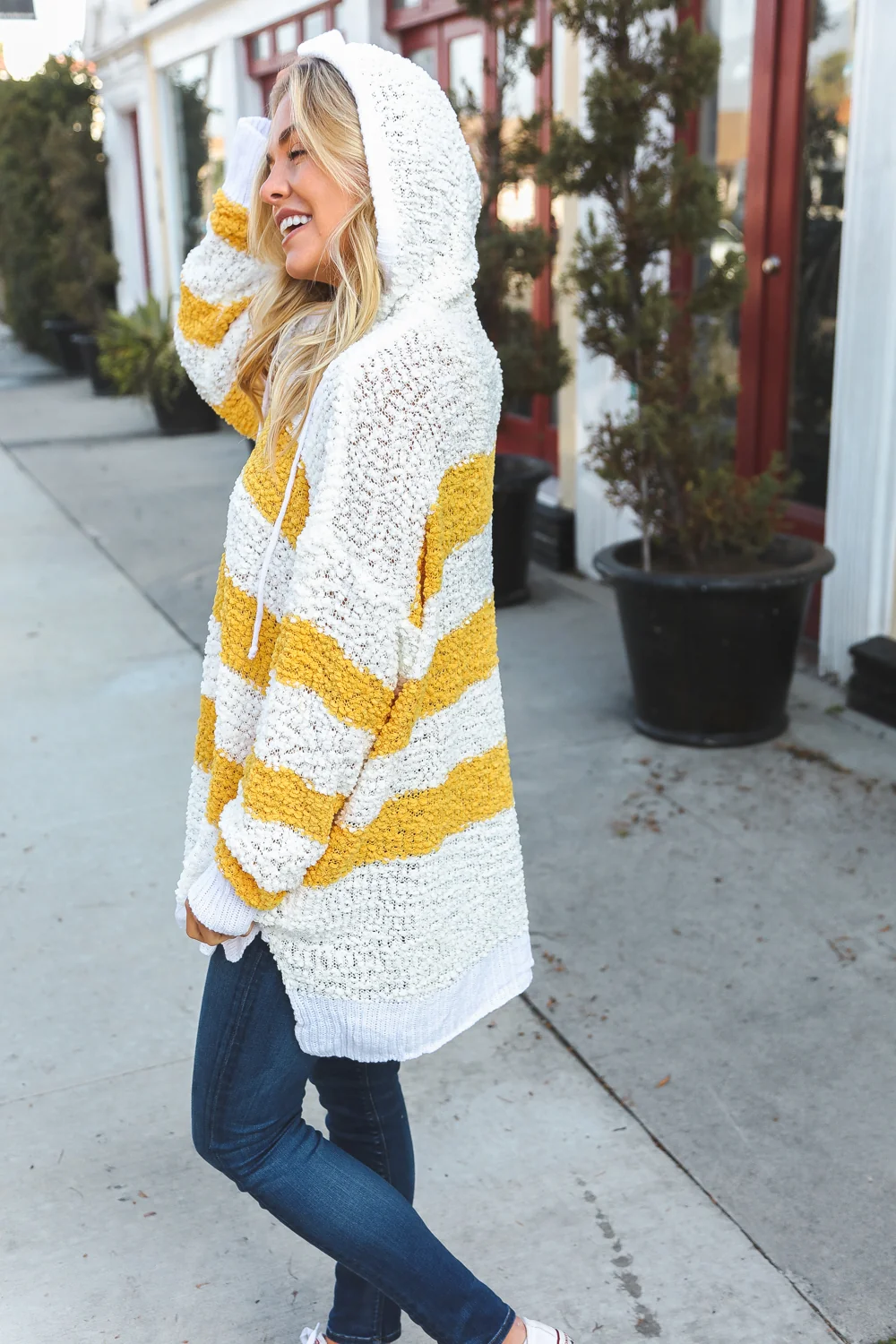 Plus Ivory & Mustard Popcorn Hoodie - Image 9