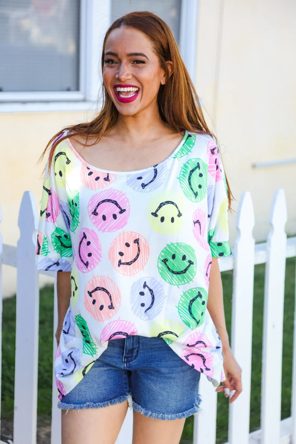 Plus Ivory Smile Face Top - Image 5