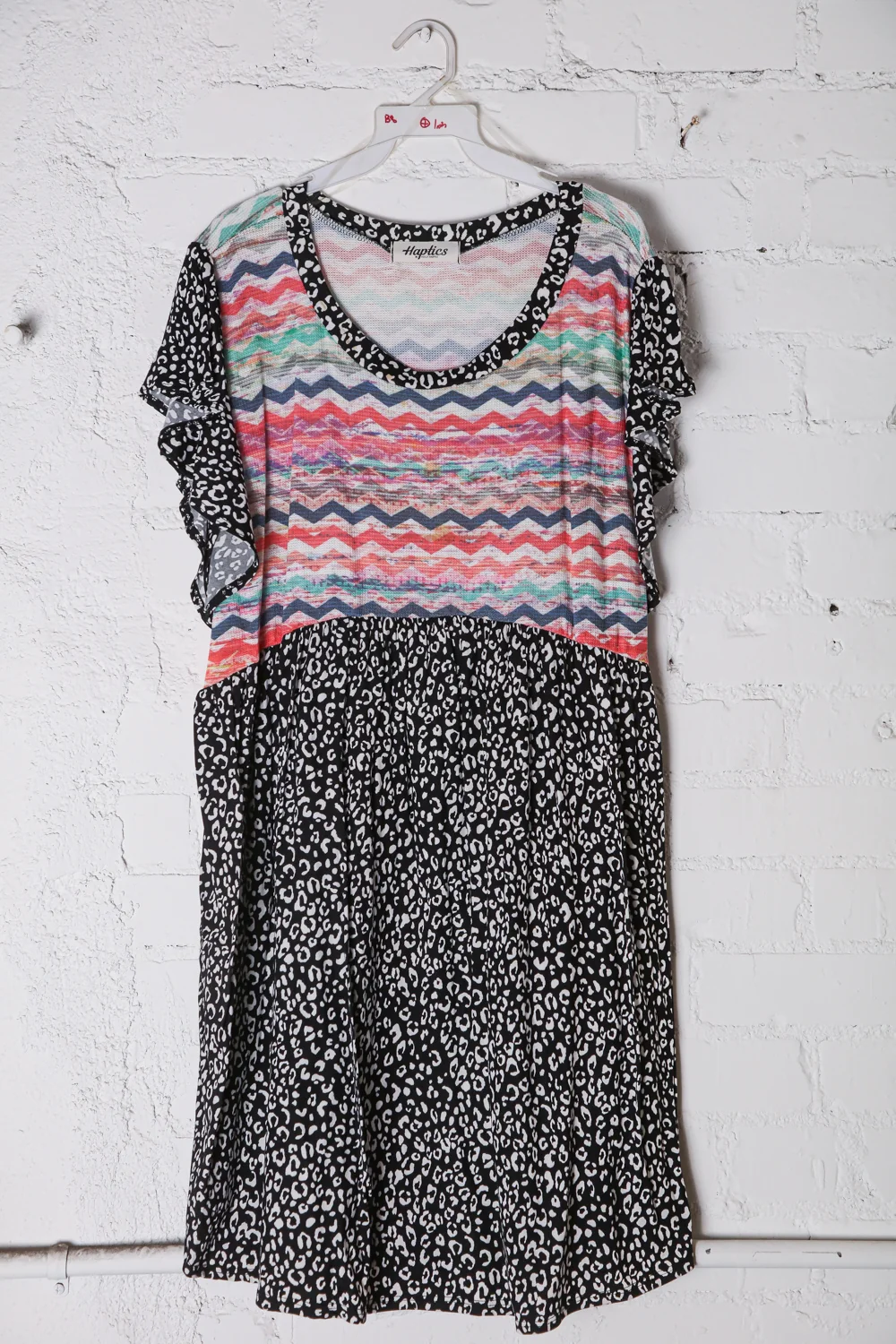 Plus Leopard Zig Zag Color Block Dress