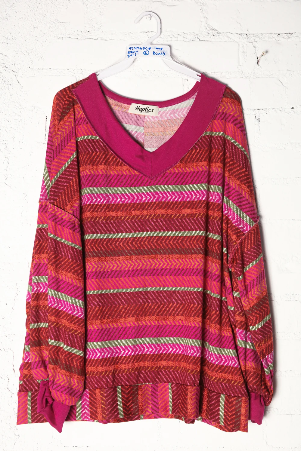 Plus Maroon Stripe Design Top