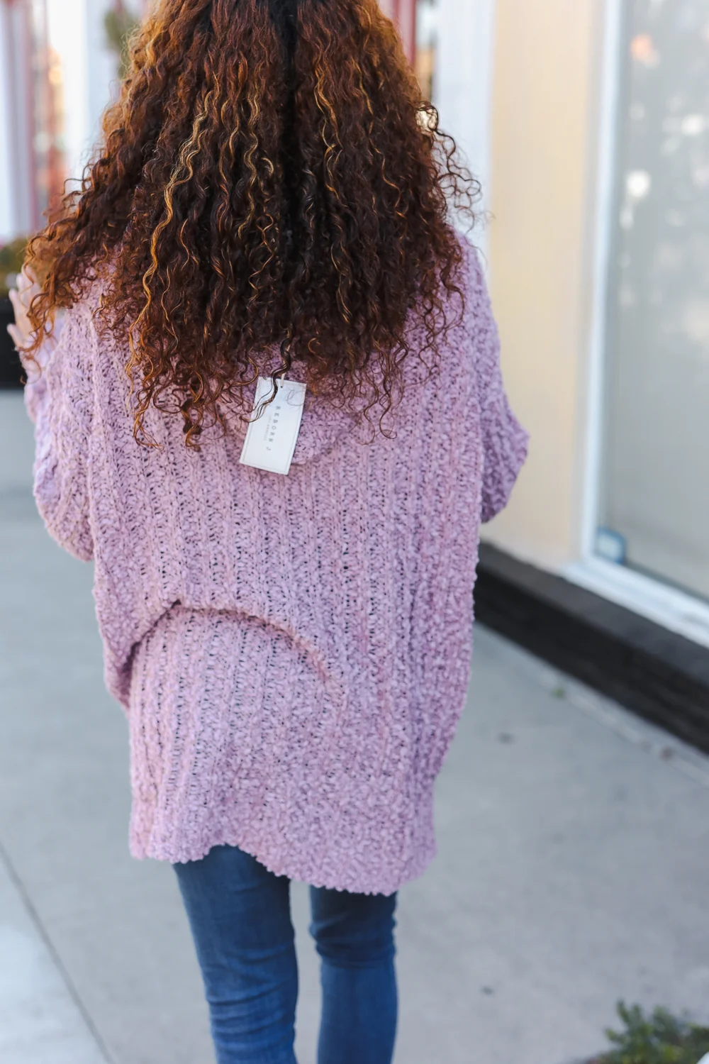 Plus Mauve Thick Popcorn Hooded Sweater - Image 5