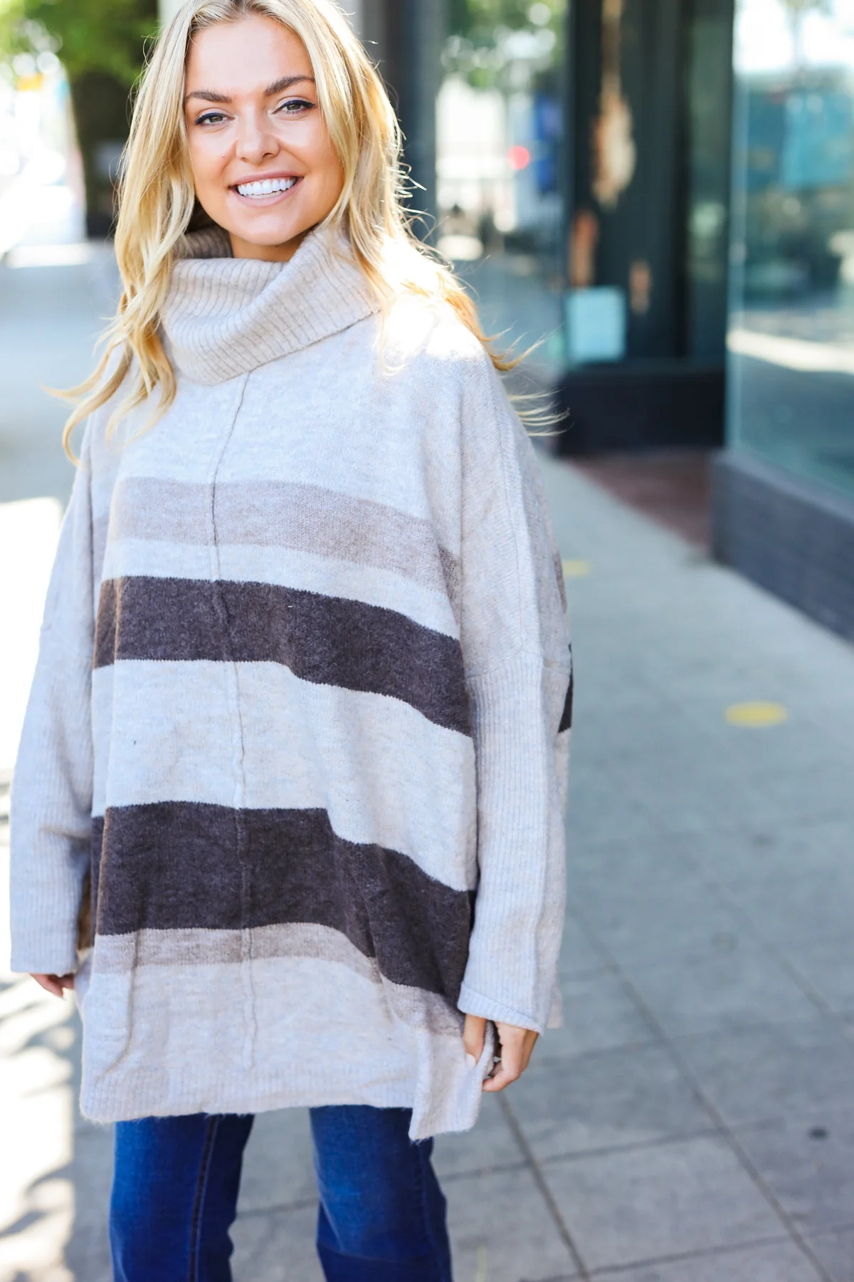 Plus Mocha Cowl Neck Heavy Sweater - Image 6
