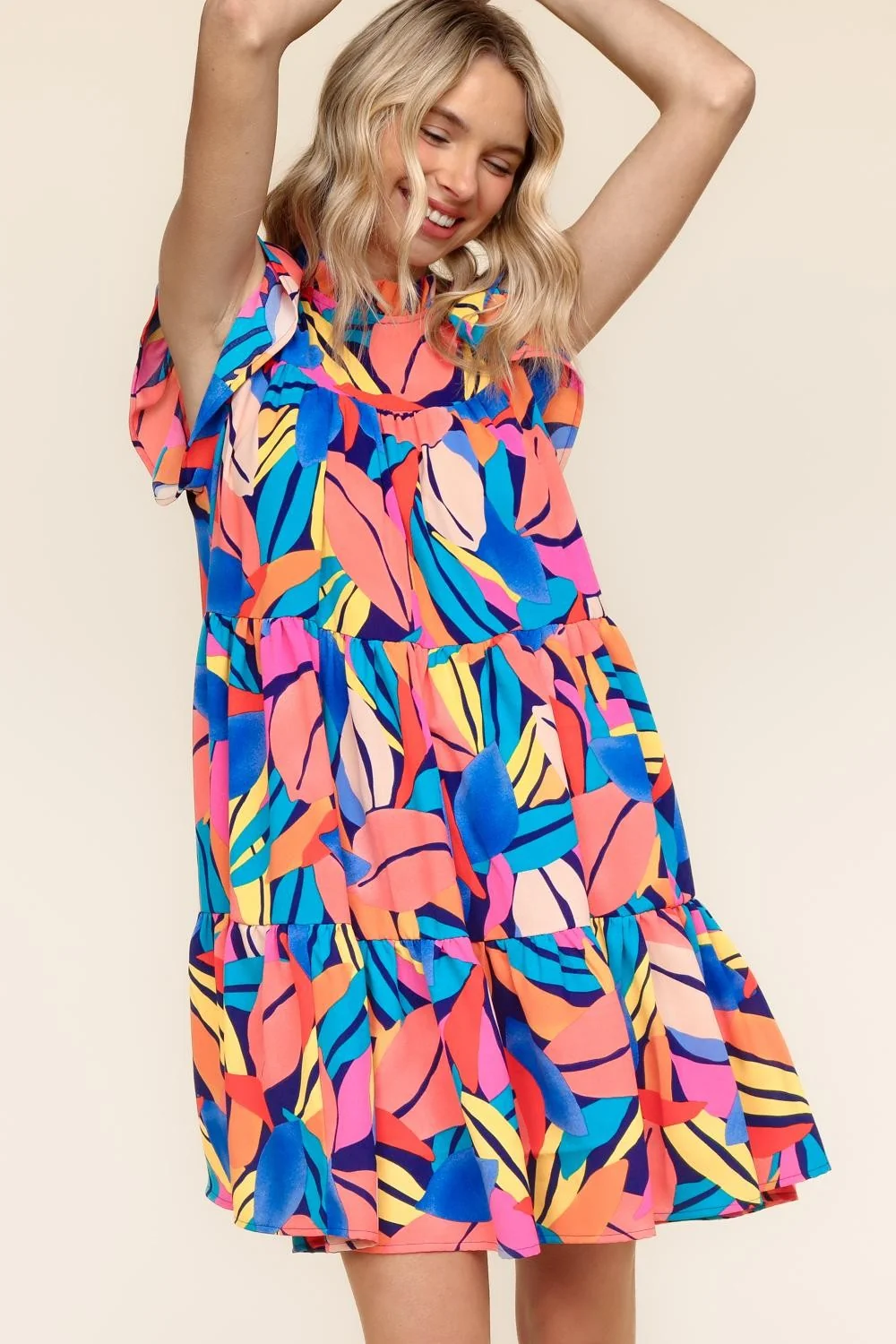 PLUS MOCK NECK FLUTTER SHORT SLEEVE W/ SIDE POCKETS - Image 2