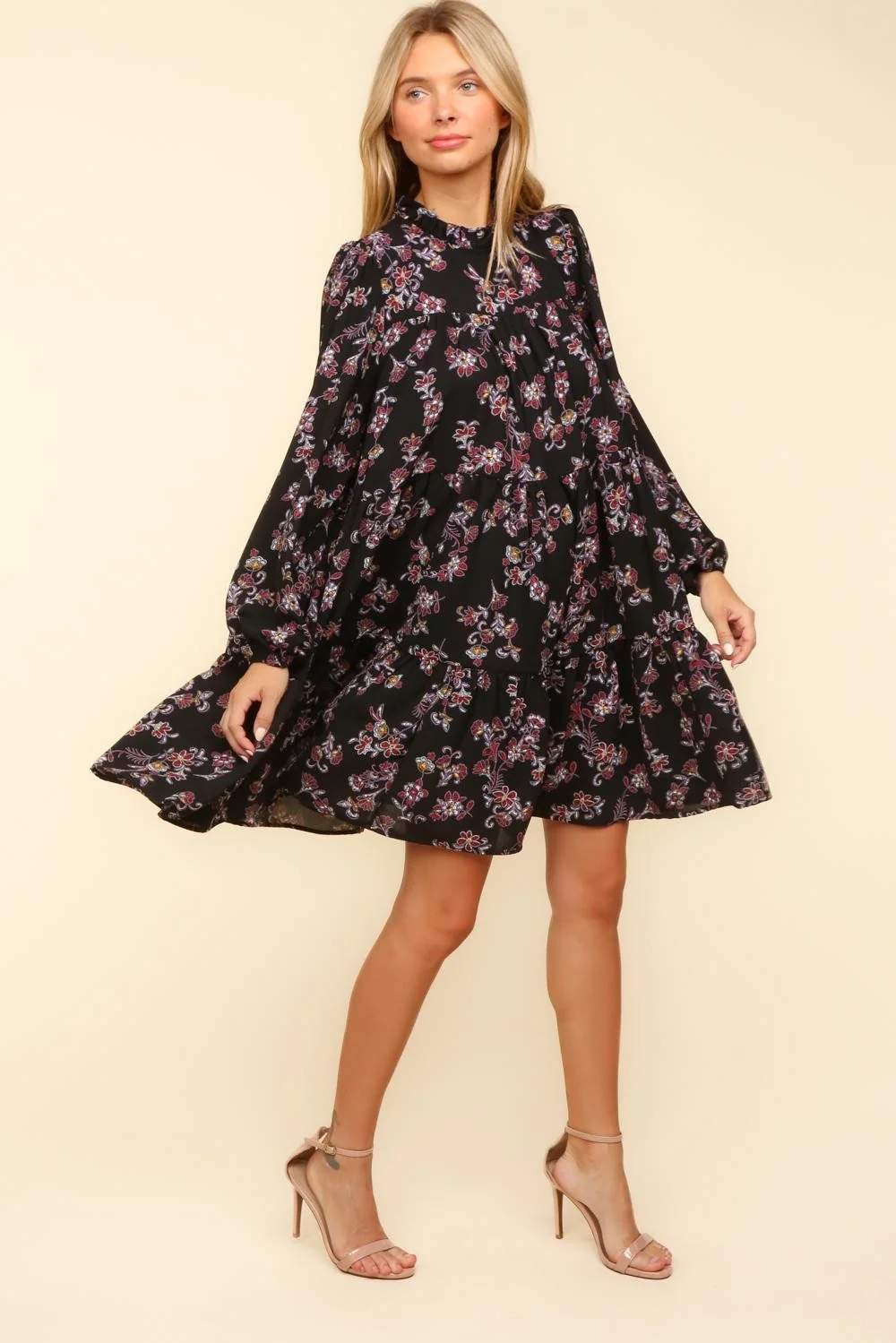 PLUS MOCK NECK KNEE LENGTH FLORAL W/ SIDE POCKETS - Image 3