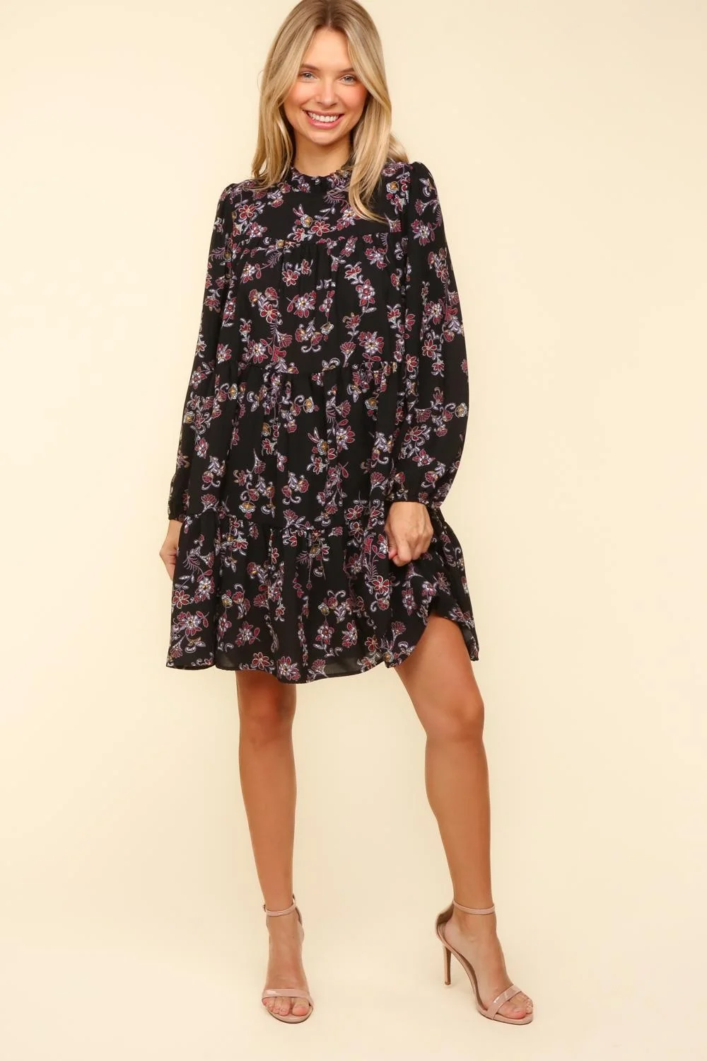 PLUS MOCK NECK KNEE LENGTH FLORAL W/ SIDE POCKETS - Image 5