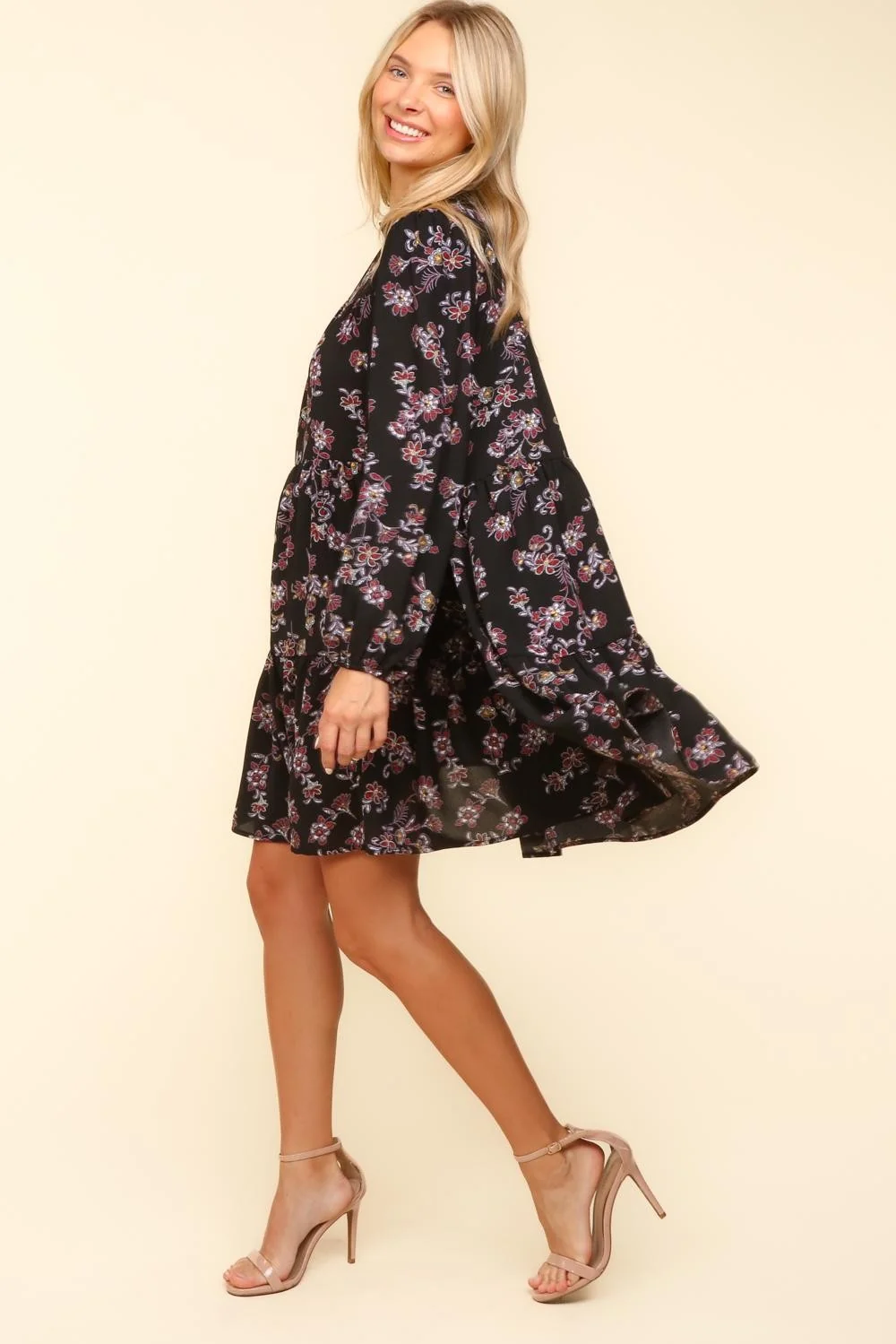 PLUS MOCK NECK KNEE LENGTH FLORAL W/ SIDE POCKETS - Image 7