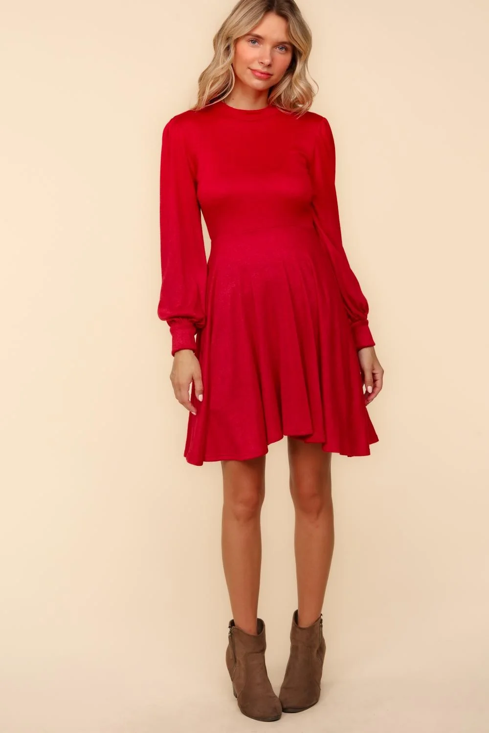 PLUS MOCK NECK MINI LENGTH SOFT HACCI KNIT DRESS - Image 10