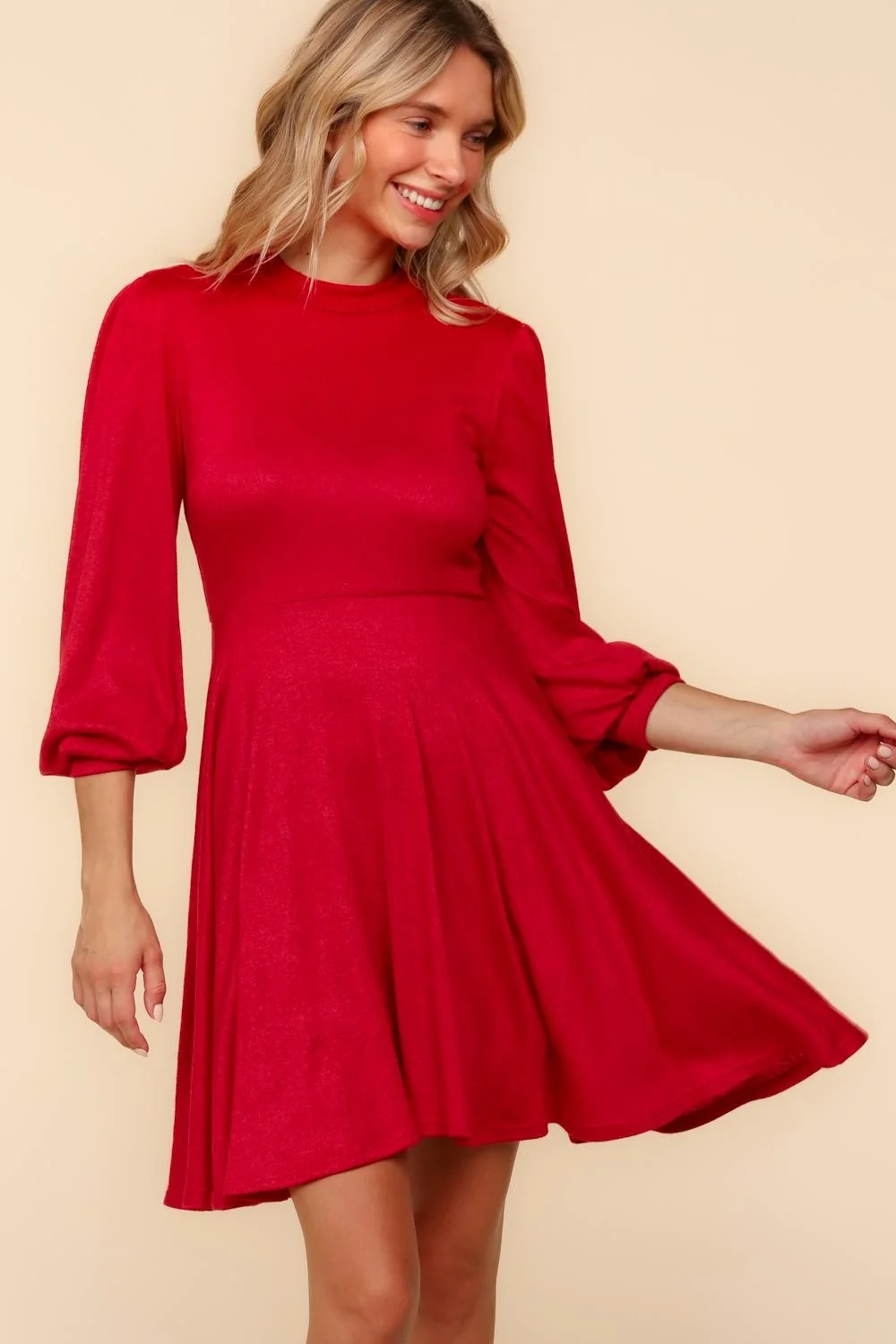 PLUS MOCK NECK MINI LENGTH SOFT HACCI KNIT DRESS - Image 9