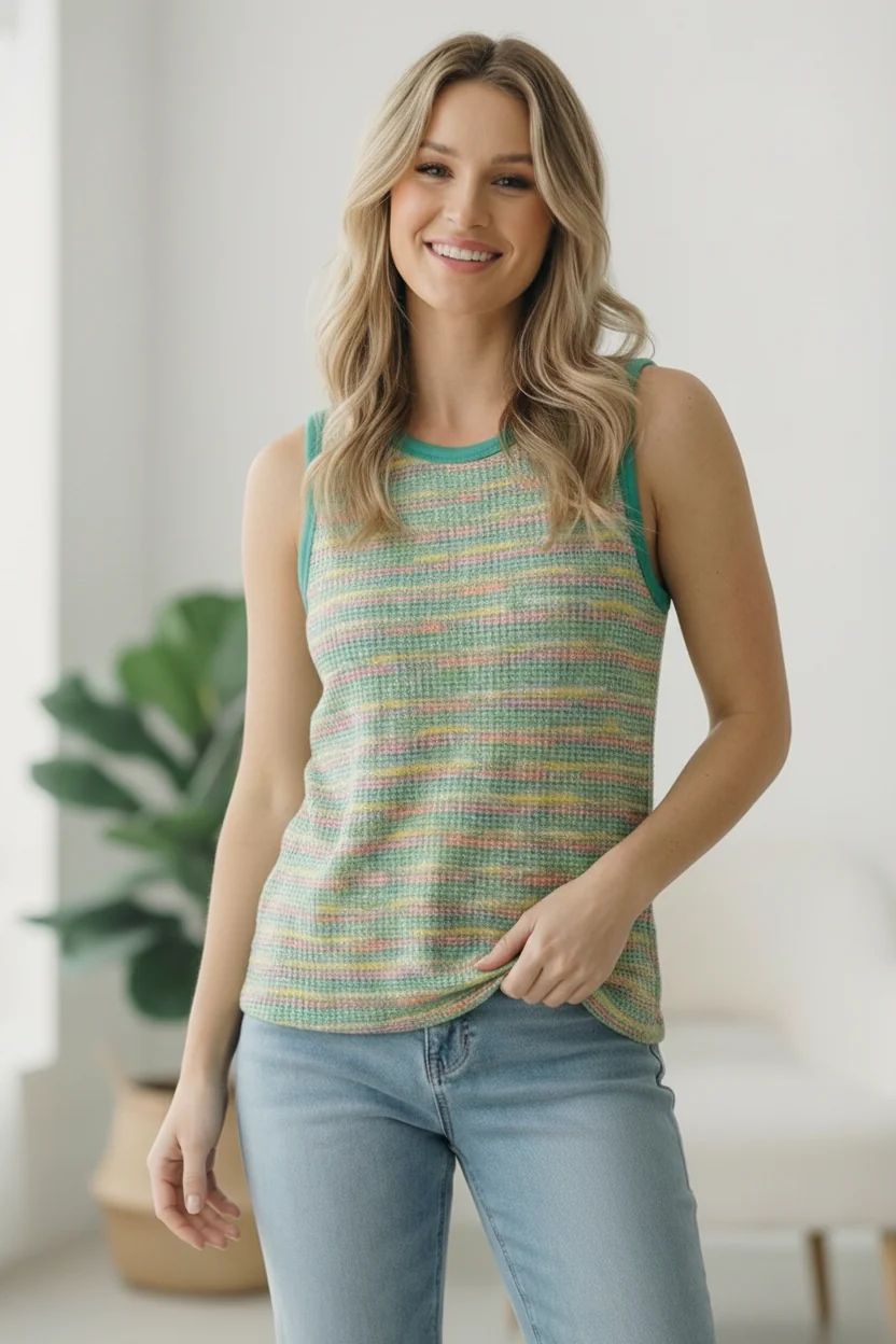 Plus Multi Jacquard Banded Tank - Image 2
