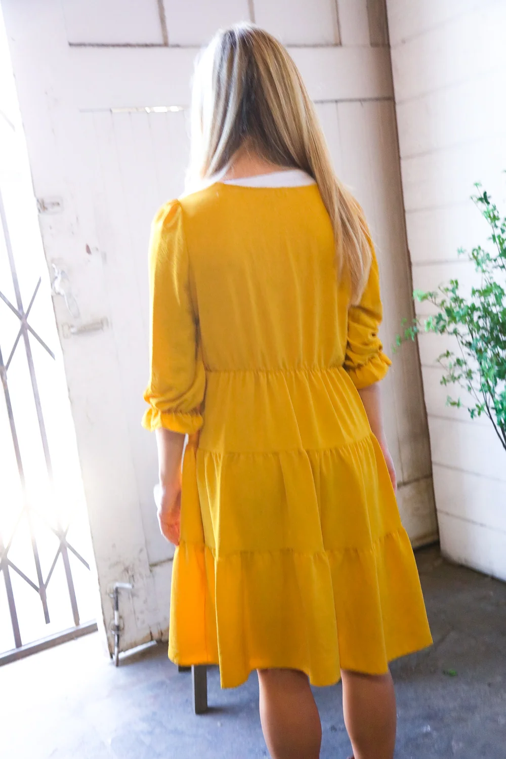 Plus Mustard Woven Dress - Image 5