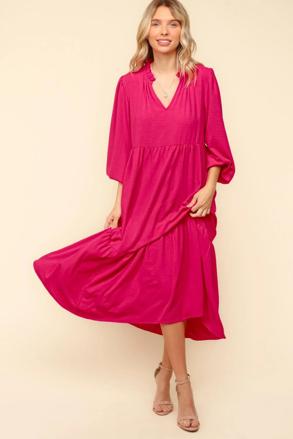 NOTCH NECK FRILLED HEM MAXI WITH SIDE POCKETS - Image 8