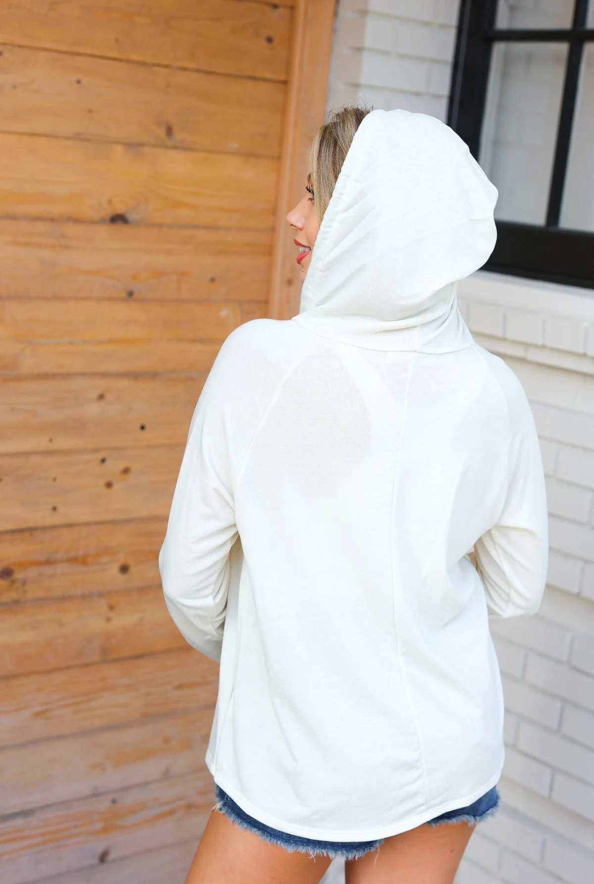 Plus Clover Oatmeal & Kelly Green Cut Out Neck Long Sleeve Hoodie Top - Image 13