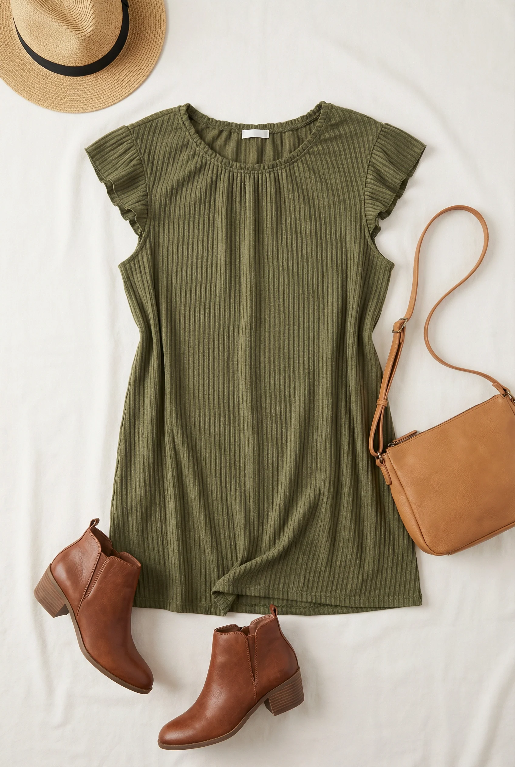 Plus Olive Ribbed Dress