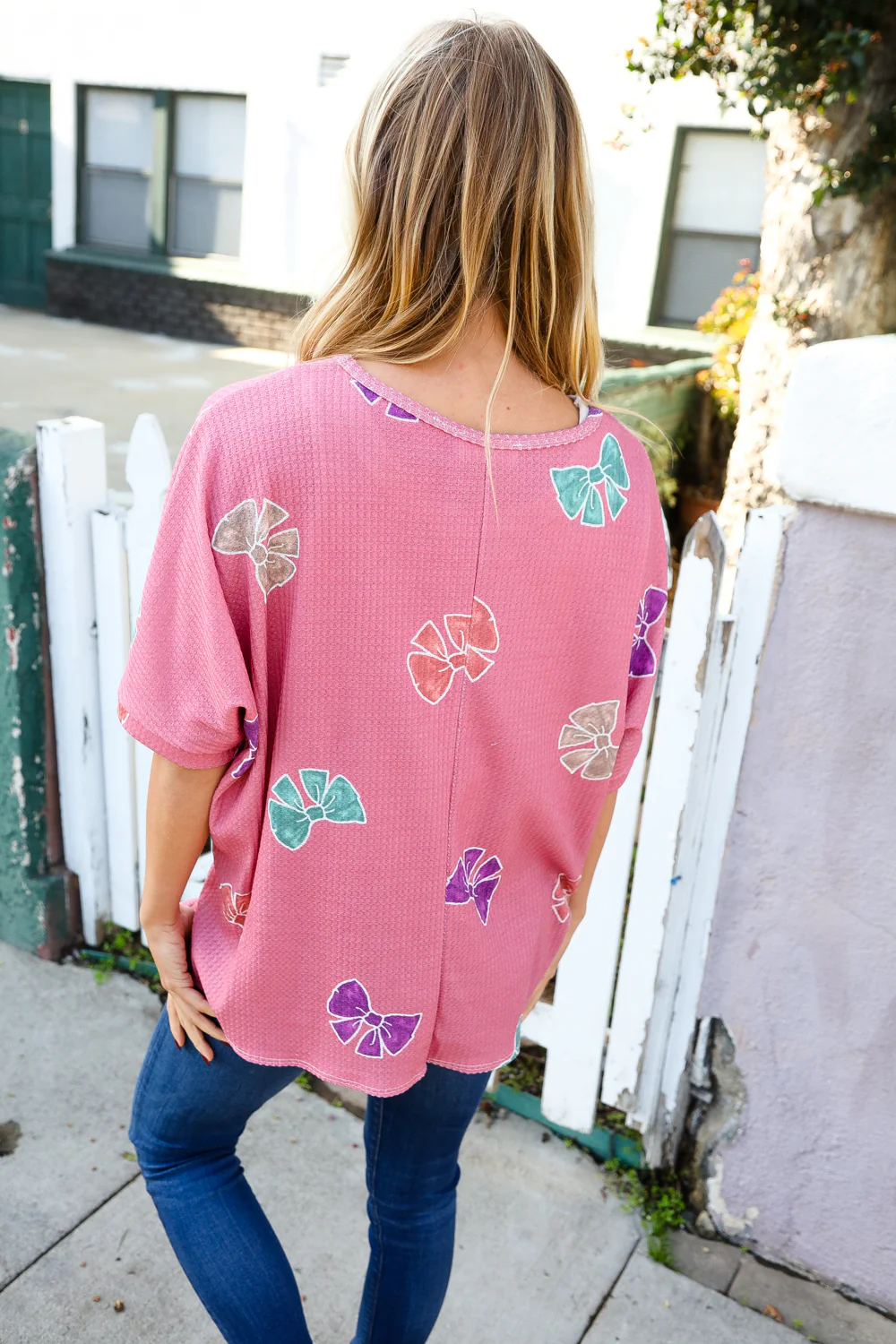 Plus Pink Bow Print Top - Image 5