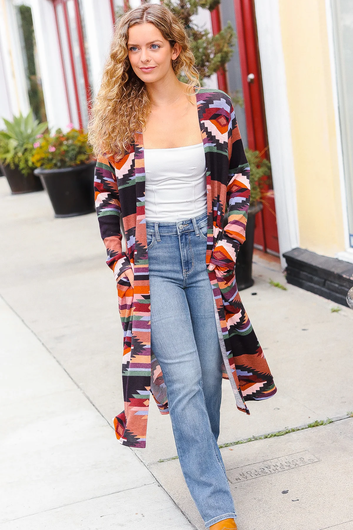 Plus Rust Aztec Duster Cardigan - Image 2