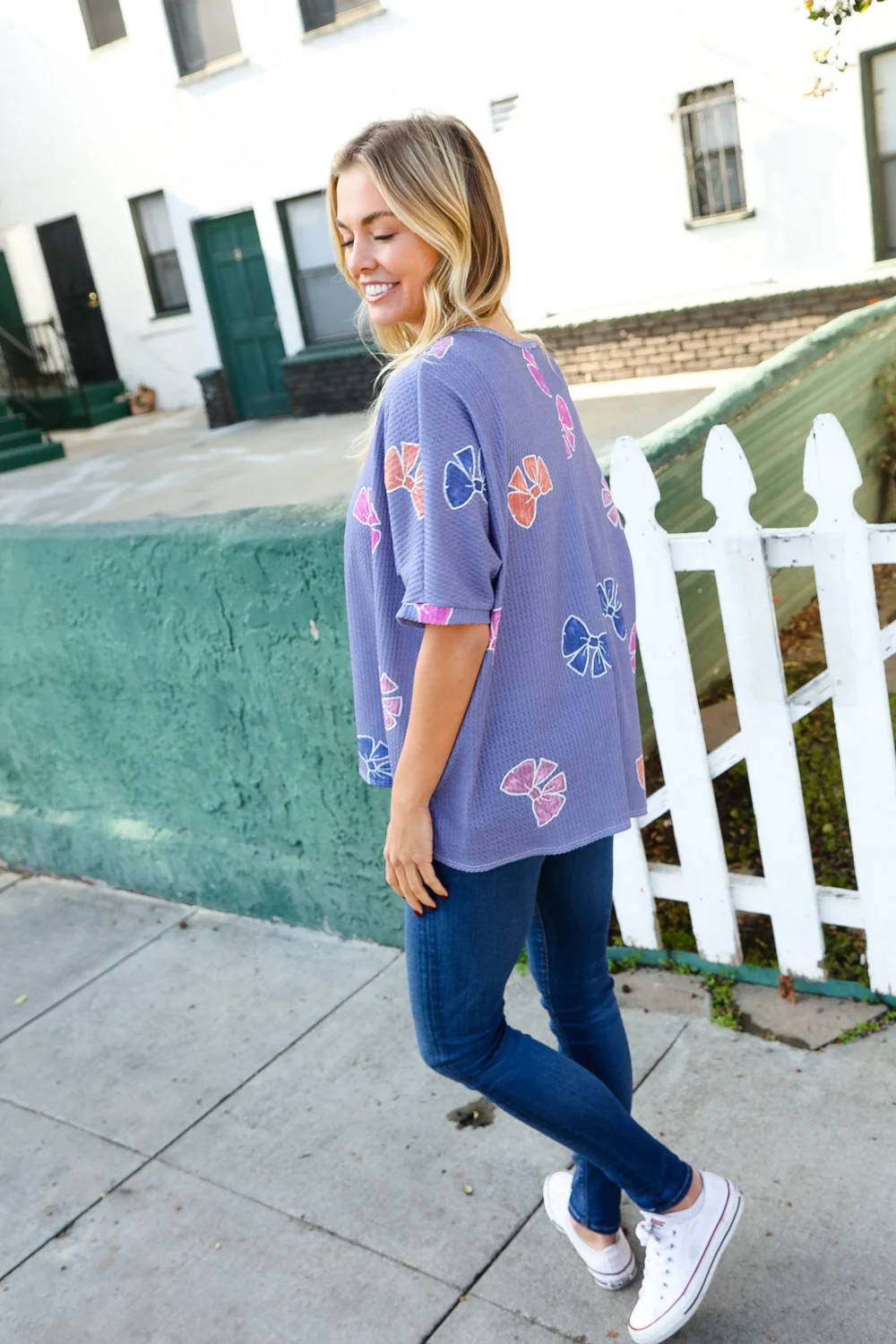 Plum Bow Print Top - Image 6