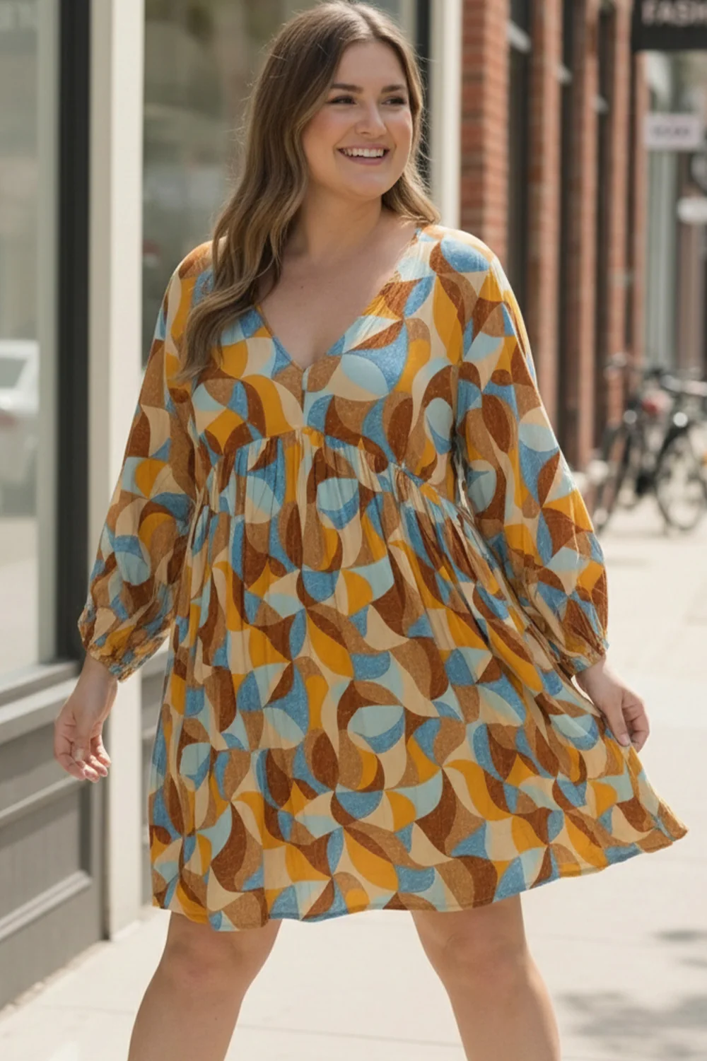 Plus Geo Print Dress - Image 2