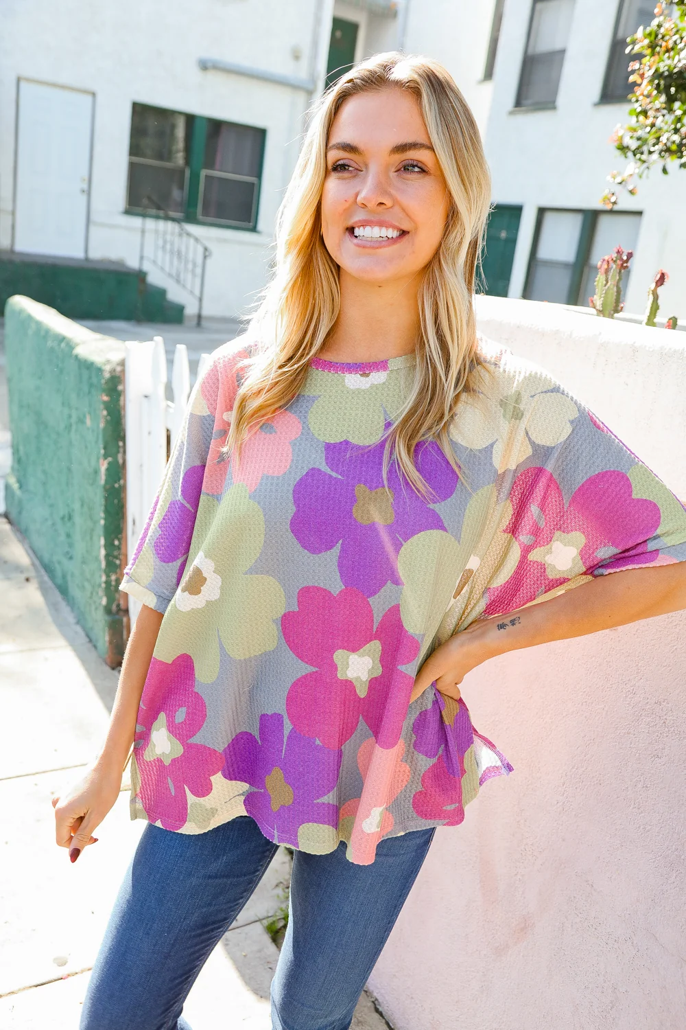 Purple & Lime Multi Floral Top