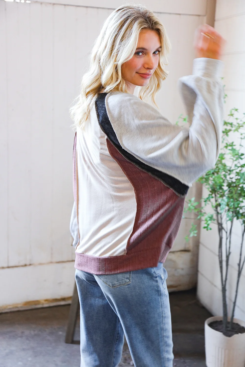Plus Ribbed French Terry Sweater - Image 5