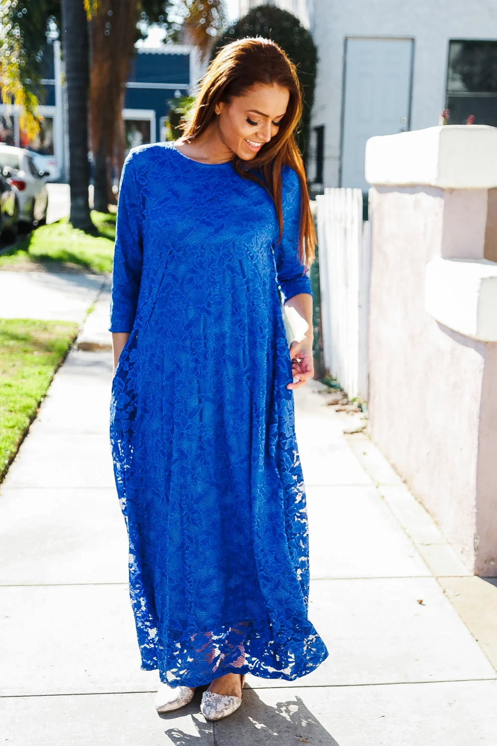 Plus Royal Crochet Lined Pocketed Maxi Dress - Image 3